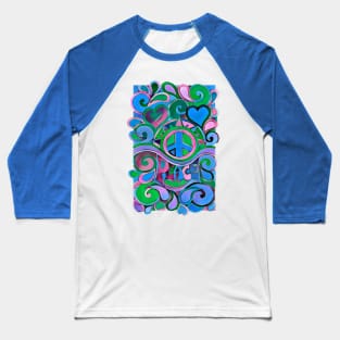 Blue Hippie Art Baseball T-Shirt